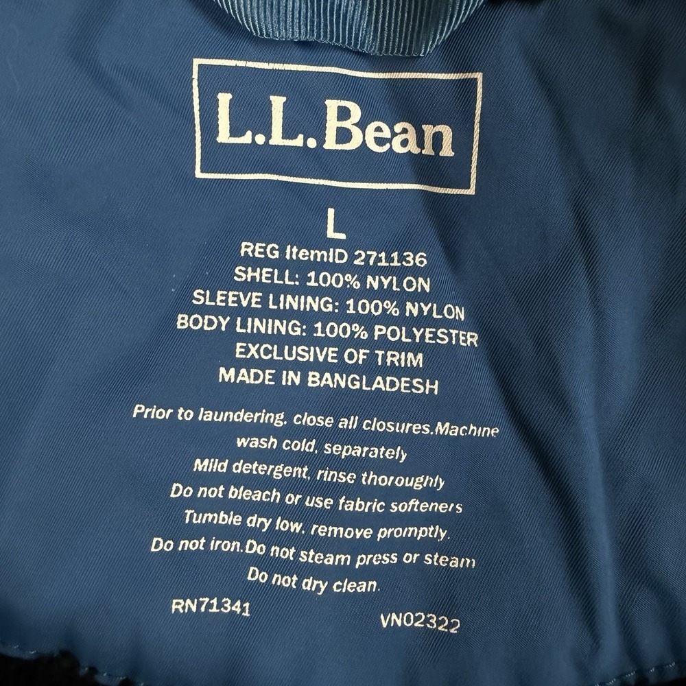 LL Bean Winter Warmer Coat Women Size Large Teal Fleece Lined Hooded Jacket - Picture 4 of 8